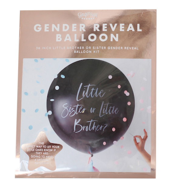 Gender Reveal Little Brother or Sister Balloon - Ginger Ray - Verpackung